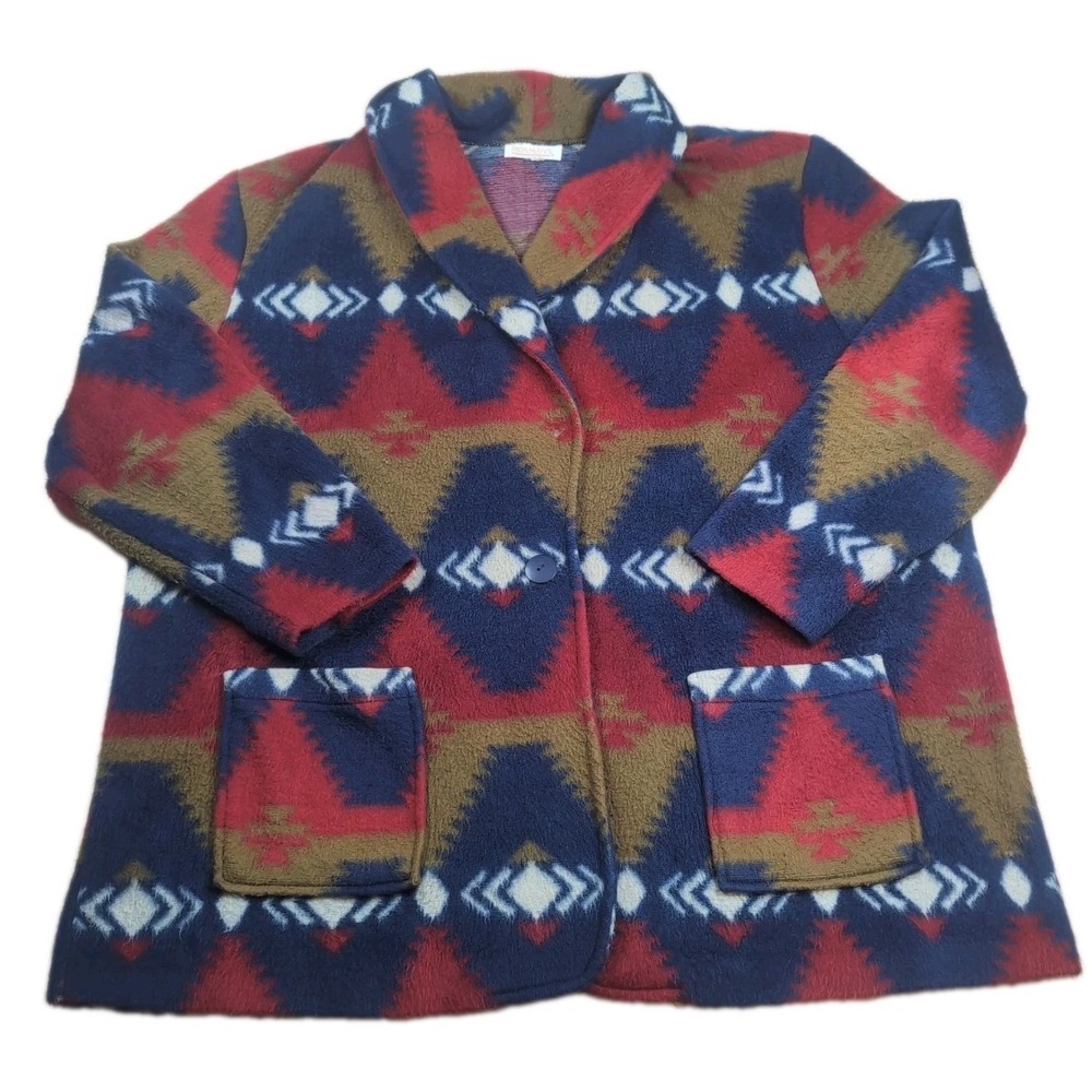 Vintage Roamans Southwest Design Open Front Draped Cardigan Jacket Women's 1X-2X